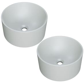 Kit 02 Cubas De Apoio Redonda Para Banheiro Lavabo C01 Bl30w Cinza Matte Fosca - Lyam