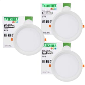 Kit 3 Painel De Led Redondo Embutir Recuado 24w Bivolt Taschibra 6500k Frio