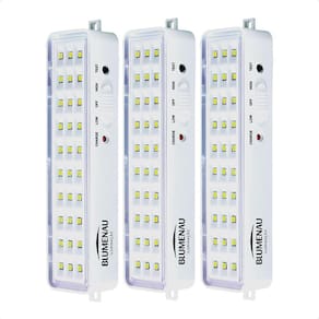 Kit 3 Luminárias De Emergência Blumenau 30 Leds Recarregável Bivolt
