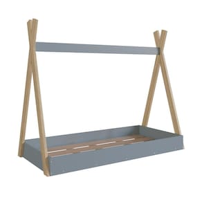 Cama Montessoriana Infantil Cabana com Colchão 188x78cm Linha Infanto Azul - Completa Móveis