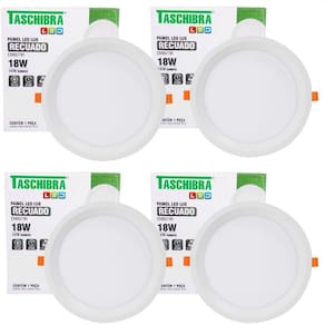 Kit 4 Painel De Led Redondo Embutir Recuado 18w Bivolt Taschibra 6500k Frio