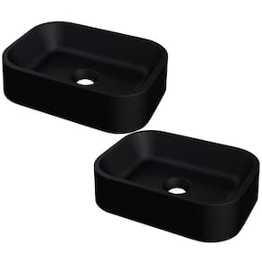 Kit 02 Cubas De Apoio Retangular Para Banheiro Lavabo C01 Br37w Preto Matte Fosca - Lyam