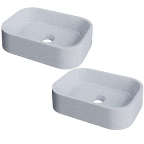 Kit 02 Cubas De Apoio Retangular Para Banheiro Lavabo C01 Br37w Branco Granit Matte - Lyam