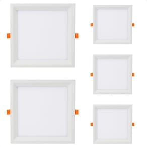 Kit 5 Painel De Led Quadrado Embutir Recuado 12w Bivolt Taschibra 6500k Frio