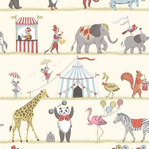 Papel De Parede Just 4 Kids Animais Circenses G56545 - Rolo 10m X 0,52m