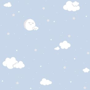 Papel De Parede Lullaby Lua Cheia Azul 2211 - Rolo 10m X 0,53m