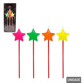 Vela Aniversário 4 Peças Estrelinhas Cores - Tudo em Caixa