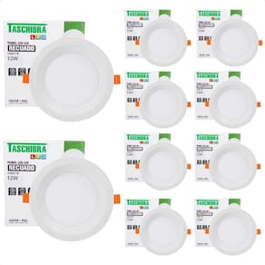 Kit 10 Painel De Led Redondo Embutir Recuado 12w Bivolt Taschibra 4000k Neutro