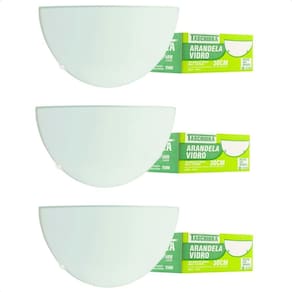 Kit 3 Arandelas Jurerê Vidro Meia Lua E27 Taschibra