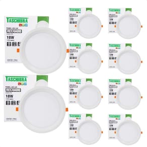 Kit 10 Painel De Led Redondo Embutir Recuado 18w Bivolt Taschibra 6500k Frio