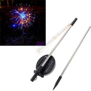 Luminária Colorido Fogos Artifício Luzes Solar Para Jardim