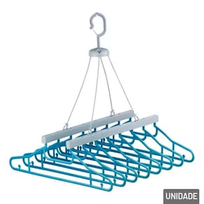 Varal de Plástico com 8 Cabides Azul - Tudo em Caixa