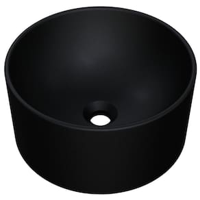 Cuba De Apoio Redonda Para Banheiro Lavabo C01 Bl30w Preto Matte Fosca - Lyam