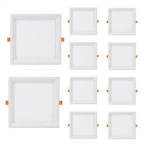 Kit 10 Painel De Led Quadrado Embutir Recuado 6w Bivolt Taschibra 3000k Quente