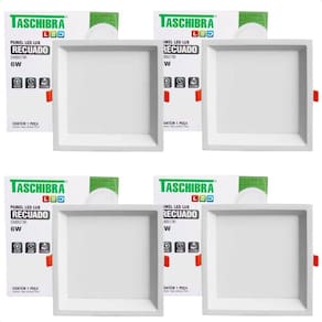 Kit 4 Painel De Led Quadrado Embutir Recuado 6w Bivolt Taschibra 3000k Quente