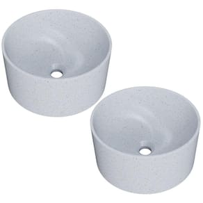 Kit 02 Cubas De Apoio Redonda Para Banheiro Lavabo C01 Bl30w Branco Granit Matte - Lyam