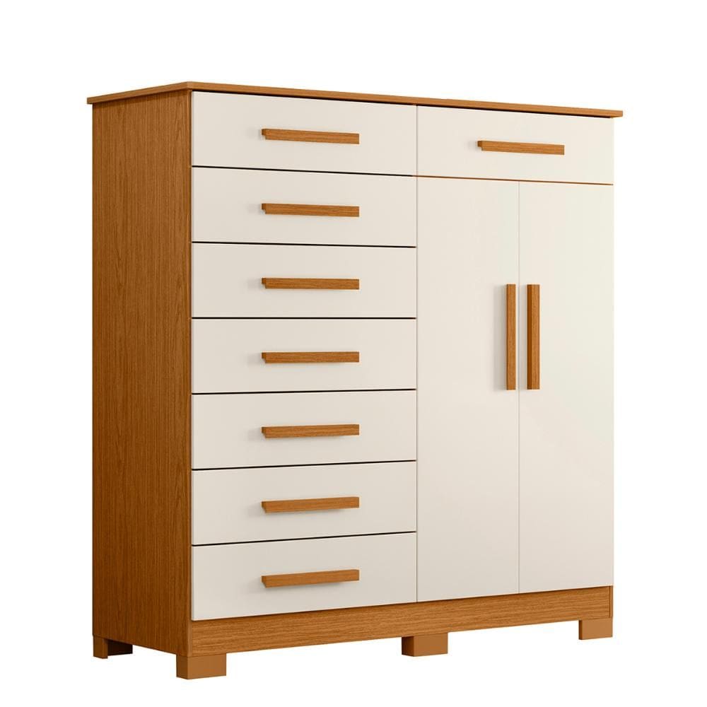 Cômoda Quarto Verona com 8 Gavetas e 2 Portas com Cabideiro
