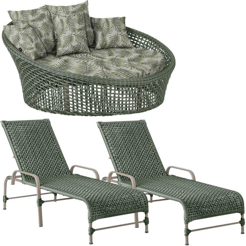 Kit Chaise Hungria E Espreguiçadeiras Catar Trama Verde