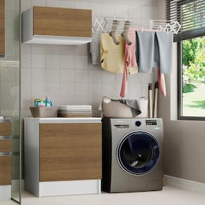 Kit Área De Serviço Madesa Topazio 60 Cm Com Armário E Balcão - Branco/rustic