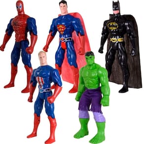 Quinteto Bonecos Heróis De 29cm Liga Da Justiça E Vingadores