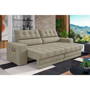 Sofá Oscar Plus 2,06m Retrátil/reclinável Suede Areia - Xflex