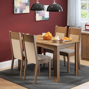 Conjunto Sala De Jantar Havana Madesa Mesa Tampo De Madeira Com 4 Cadeiras Rustic-crema-pérola