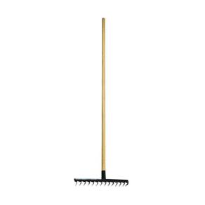 Ancinho 14 Dentes Aço Carbono Cabo Madeira Pra Limpeza 125cm