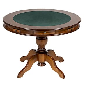 Mesa De Jogos Redonda Tampo Reversível Gavetas E Porta Copos 140cm M04 Imbuia - Lyam Decor
