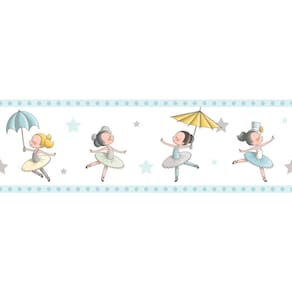 Faixa De Parede Treboli Azul Bailarinas 5921