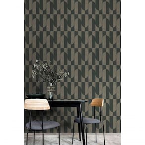 Papel De Parede Muse Geométrico Preto E Dourado A55702
