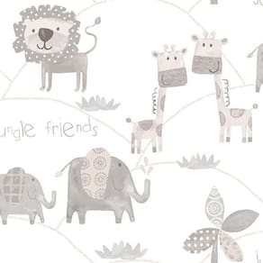 Papel De Parede Just 4 Kids Amigos Da Selva G56505 - Rolo 10m X 0,52m