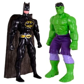 Kit Dupla De Heróis Incrível Hulk Batmam Traje Articuláveis