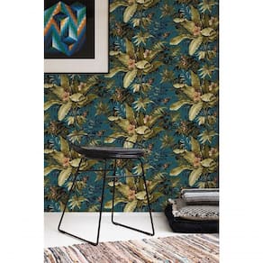 Papel De Parede Muse Folhagem Verde E Azul A55801
