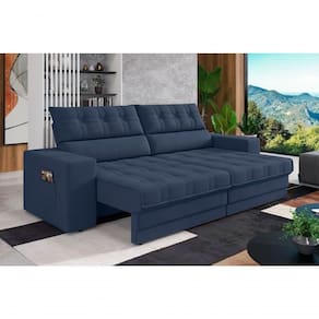 Sofá Oscar Plus 2,06m Retrátil/reclinável Suede Azul - Xflex