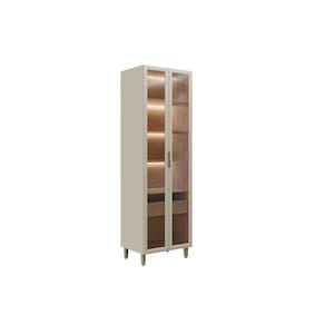 Cristaleira Sala Jantar Allure c/ 2 Portas 1 Gaveta e c/ LED 70cm Jequitiba/Gris Fosco - Linea Brasil