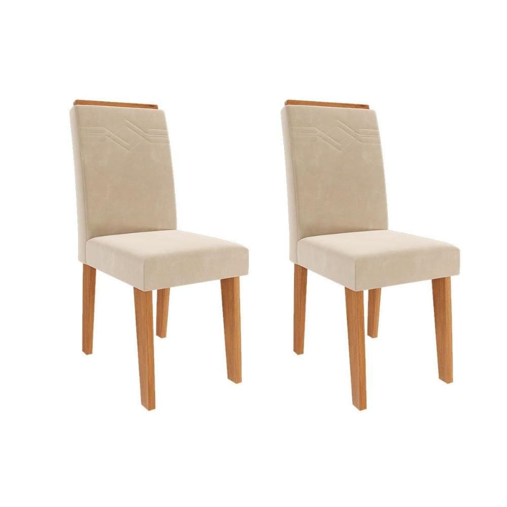 Cadeira Sala de Jantar Taís Kit 2 Un Cinamomo/Suede Nude Bege - Cimol