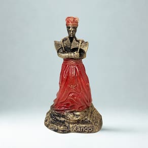 Escultura Xangô com Machado Duplo Vintage Resina 11 cm