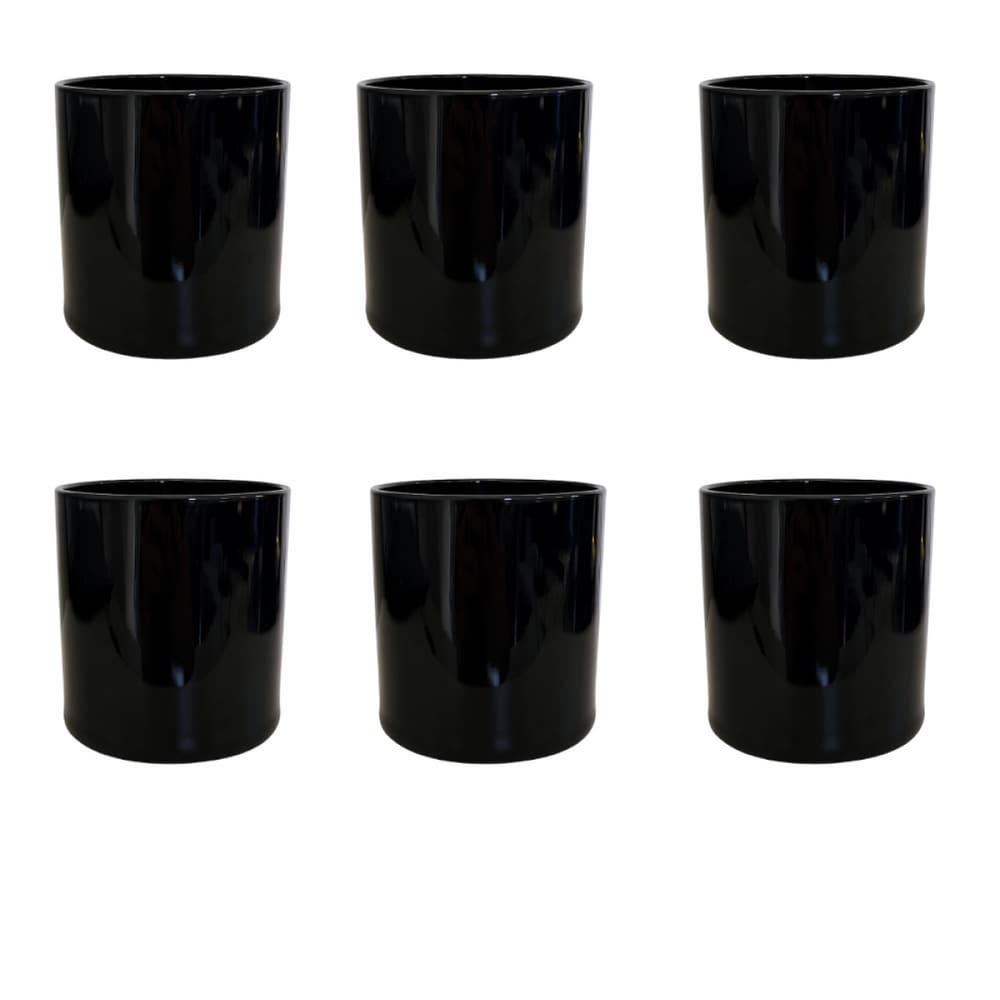 Kit 6 Copos de Vidro Whisky Preto 230 ml