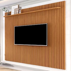 Painel para TV Até 80 Polegadas Morfeu Ripado 1 Prateleira Natural 682 - Pnr Móveis