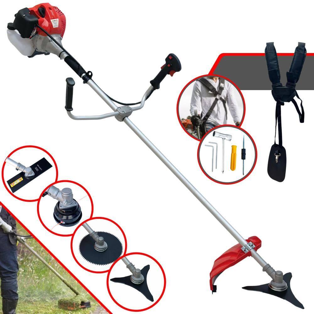 Roçadeira Máquina de Corta Grama Anmax CG520PTB À Gasolina 52cc 2,2HP 4 Em 1 Com Carretel Nylon + Lâmina 2 Pontas + Lâmina 3 Pontas + Lâmina 80 Dentes