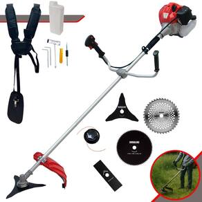 Roçadeira Cortador de Grama Anmax CG520PTB À Gasolina 52cc 2,2HP 5 Em 1 Com Carretel + Faca 2 Pontas + Faca 3 Pontas + Faca 40 Dentes + Faca 80 Dentes