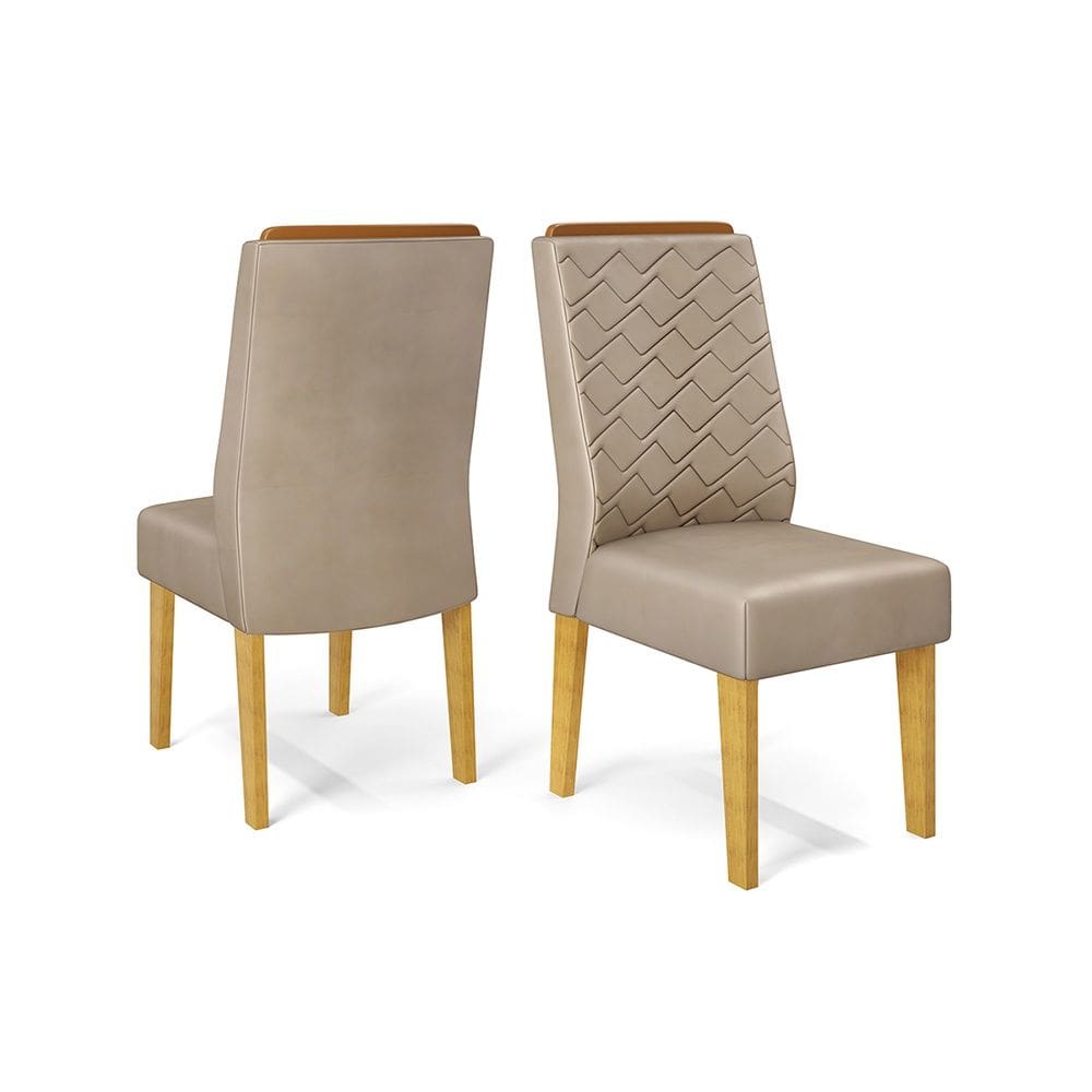 Kit com 02 Cadeiras Lídia Cedro Veludo Kraft DJ Móveis