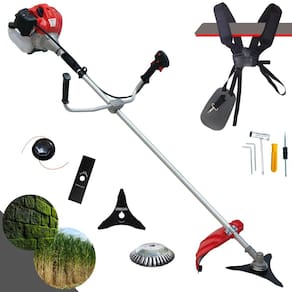 Roçadeira Anmax CG520-P À Gasolina 52cc 2,2HP Multifuncional Com Carretel de Nylon + Lâmina Facão + Lâmina 3 Pontas + Escova de Aço Rotativa 38 Cerdas