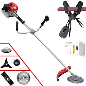 Roçadeira Anmax CG520P À Gasolina 52cc 2,2HP Multifuncional Com Carretel de Nylon + Lâmina Facão + Lâmina 3 Pontas + Lâmina 40 Dentes + Escova de Aço