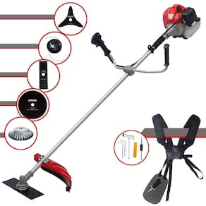 Roçadeira Profissional Anmax CG520P À Gasolina 2T 52cc 2,2HP 5 Em 1 C/ Carretel Nylon + Faca 2 Pontas + Faca 3 Pontas + Faca 80 Dentes + Escova de Aço