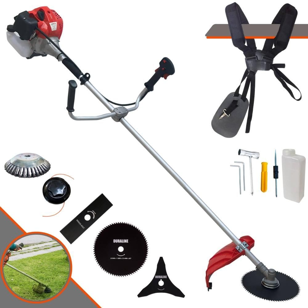 Roçadeira Anmax CG520P À Gasolina 52cc 2,2HP Multifuncional Com Carretel de Nylon + Lâmina Facão + Lâmina 3 Pontas + Lâmina 80 Dentes + Escova de Aço