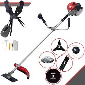 Roçadeira À Gasolina Anmax CG520-P TB 52cc 2,2HP Com 5 Opções de Corte Com Carretel + Faca 2 Pontas + Faca 3 Pontas + Faca 80 Dentes + Escova de Aço