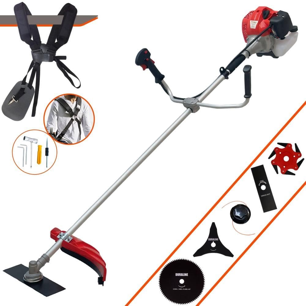 Roçadeira Robusta Profissional Anmax CG520P À Gasolina 2T 52cc 2,2HP C/ Carretel + Lâmina Facão + Lâmina 3 Pontas + Lâmina 6 Pontas + Lâmina 80 Dentes