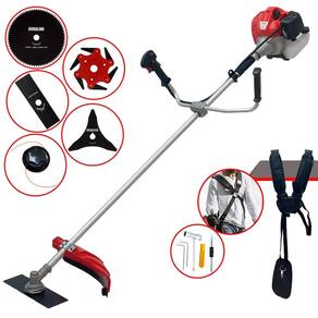 Roçadeira À Gasolina Anmax CG520P TB 52cc 2,2HP Cortador Completo Com 5 Opções de Corte C/ Carretel + Facas 2 Pontas + 3 Pontas + 6 Pontas + 80 Dentes