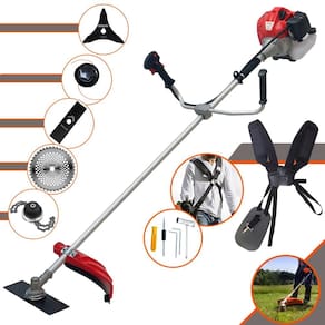 Roçadeira À Gasolina Anmax CG520P 52cc 2,2HP Alta Rotação Com 5 Opções de Corte C/ Carretel + Faca 2 Pontas + Faca 3 Pontas + Faca 40 Dentes + Trimmer